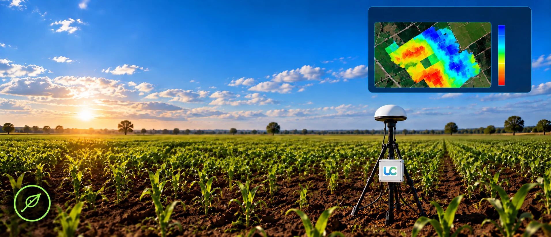 Agricultural soil monitoring sensor with a real-time soil-moisture map inset